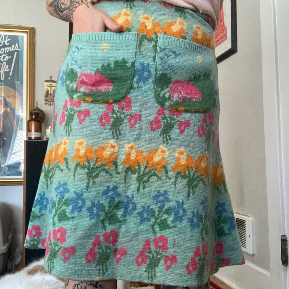 Vintage 70s betsey johnson alley cat knit skirt